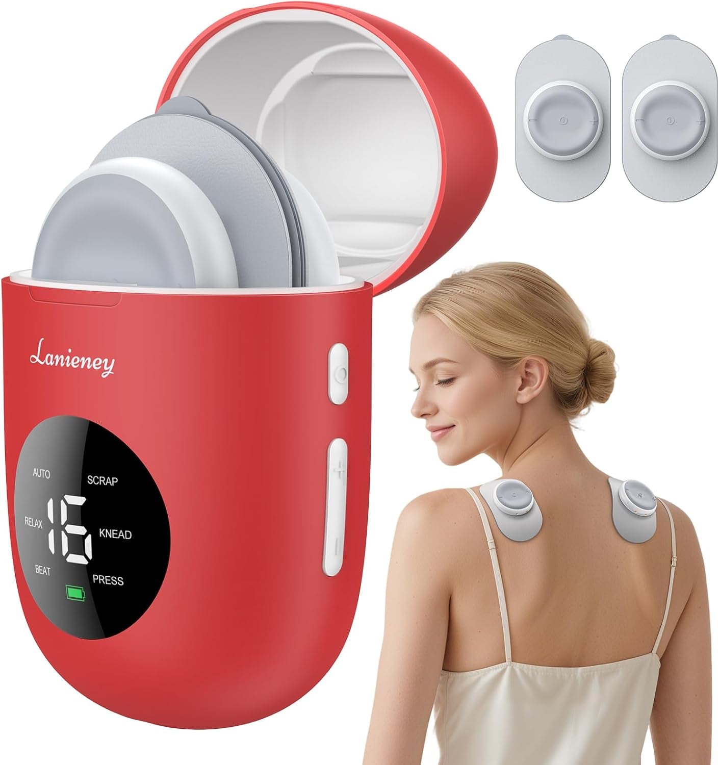 Portable Wireless TENS Unit - Dual Channel Muscle Stimulator for Instant Pain Relief with Charging Case & LED Screen - Perfect for Back, Shoulder, and Waist