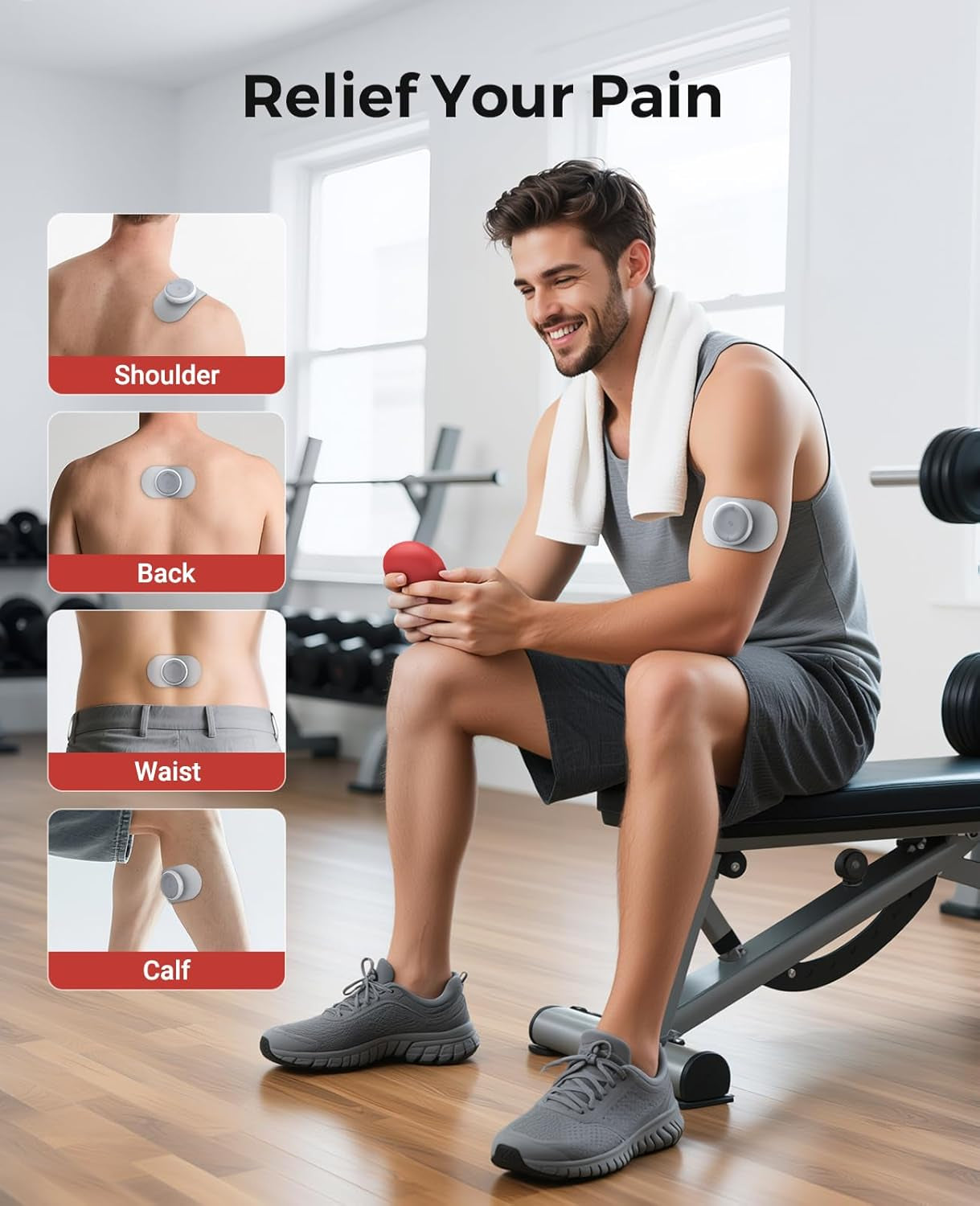 Portable Wireless TENS Unit - Dual Channel Muscle Stimulator for Instant Pain Relief with Charging Case & LED Screen - Perfect for Back, Shoulder, and Waist