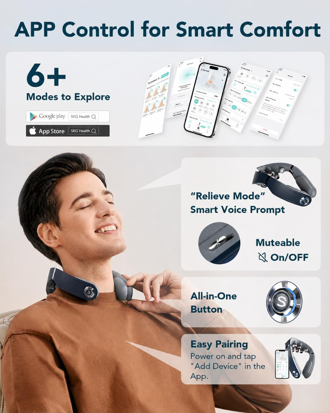 G7 Pro Foldable Neck Massager - Deep Tissue Relief with Heat & Vibration, Perfect Father's Day Gift for Home, Office & Travel
