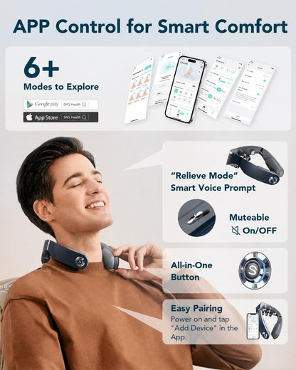 G7 Pro Foldable Neck Massager - Deep Tissue Relief with Heat & Vibration, Perfect Father's Day Gift for Home, Office & Travel