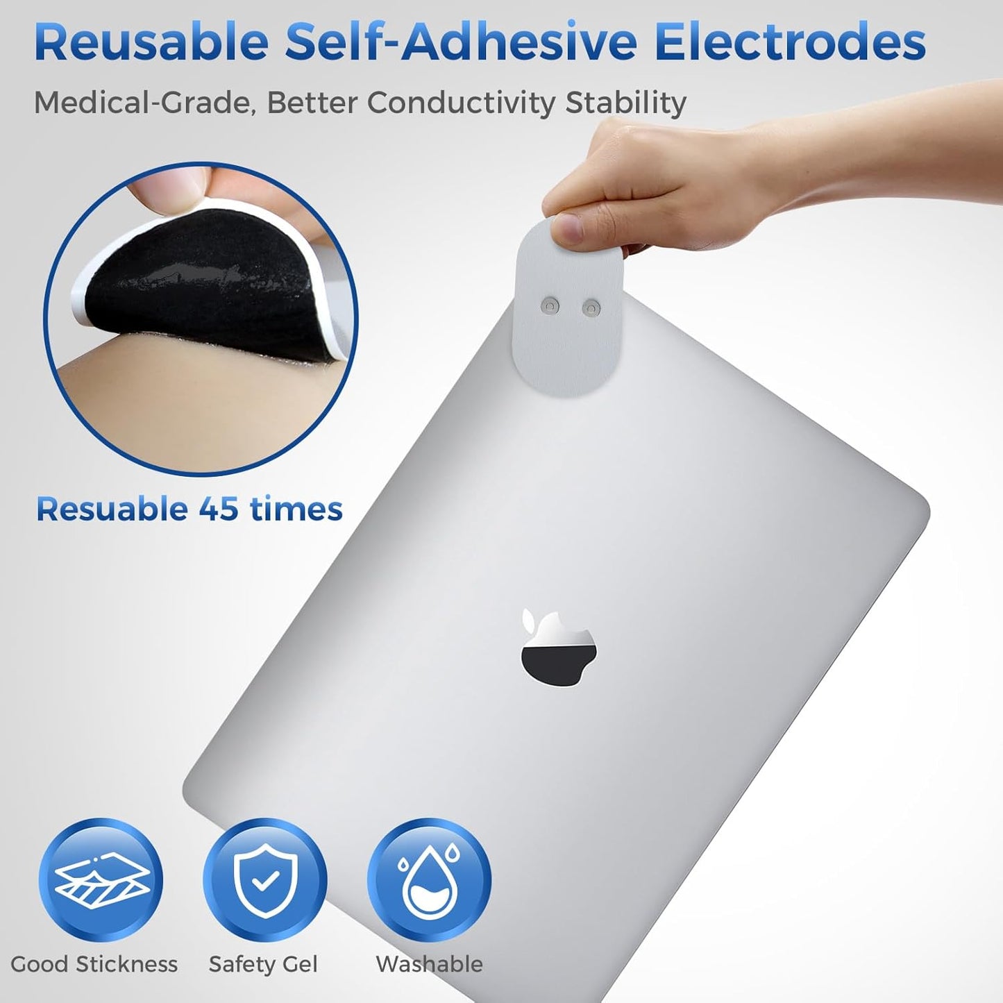 Portable Wireless TENS Unit - Rechargeable Muscle Stimulator for Pain Relief with LED Screen, Remote Control, Dual Channel, 6 Modes & 16 Intensity Levels - Includes Charging Case (Blue)