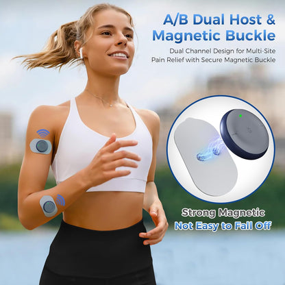 Portable Wireless TENS Unit - Rechargeable Muscle Stimulator for Pain Relief with LED Screen, Remote Control, Dual Channel, 6 Modes & 16 Intensity Levels - Includes Charging Case (Blue)