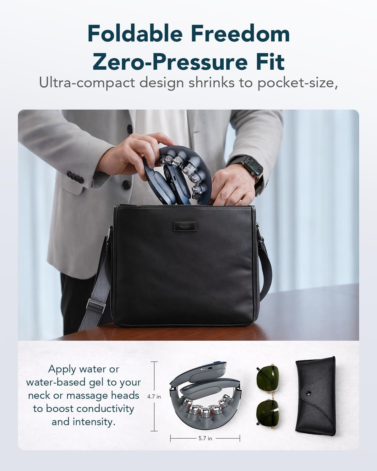 G7 Pro Foldable Neck Massager - Deep Tissue Relief with Heat & Vibration, Perfect Father's Day Gift for Home, Office & Travel
