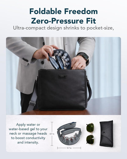 G7 Pro Foldable Neck Massager - Deep Tissue Relief with Heat & Vibration, Perfect Father's Day Gift for Home, Office & Travel